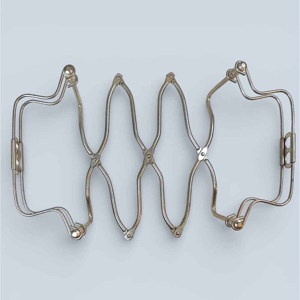 Vintage Italian Adjustable Casserole Carrier Made In Italy Chrome Finish Foldabl
